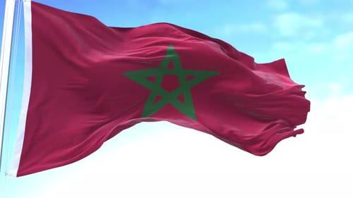 Morocco Horizontal Flag In The Sky Speed Waving