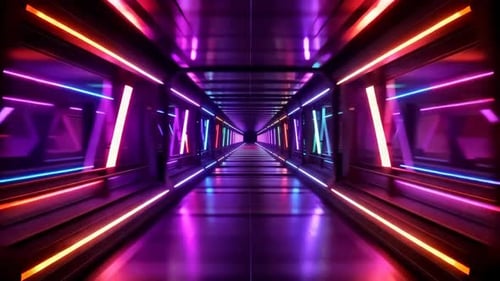 Futuristic Neon Cyberpunk Sci Fi Corridor Tunnel
