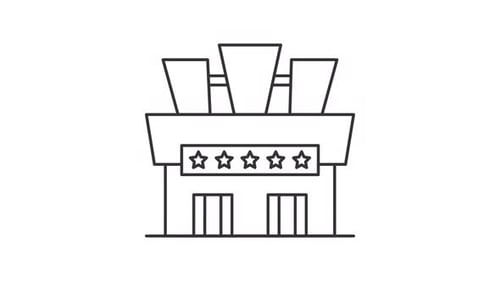 Theater Building Icon Reveal Animation