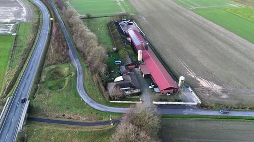 Aerial View of Picturesque Farmland Landscape