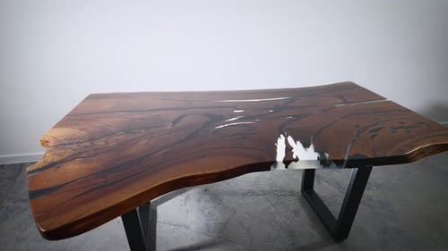 Wooden Table with Resin Center for Home Design