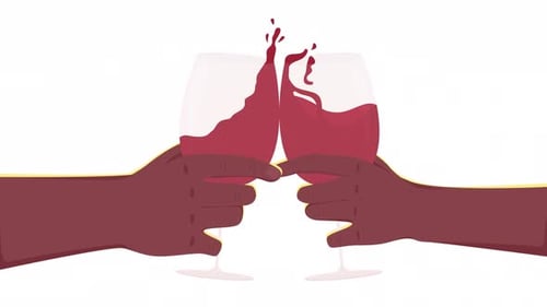 Animated Clinking Red Wine Glasses