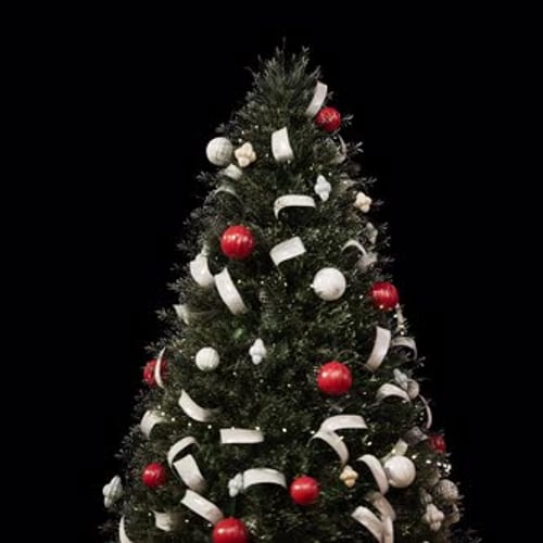 Christmas Tree with Red and White Ornaments - Alpha Channel Loop