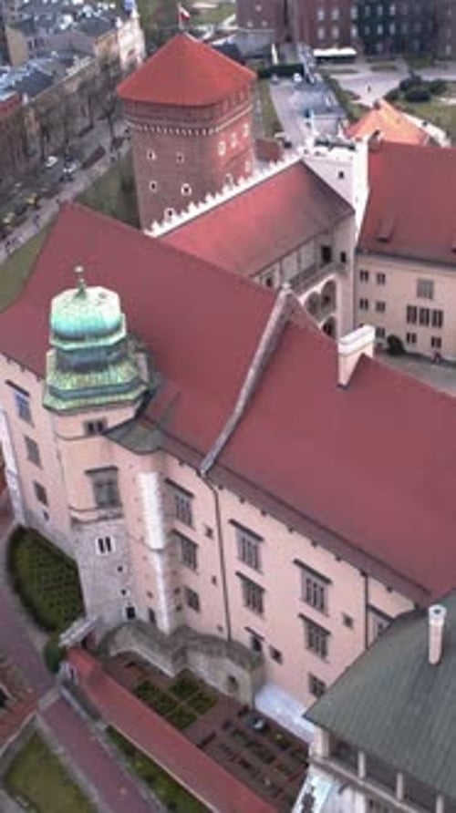 Aerial View of Wawel Royal Castle in Krakow Poland