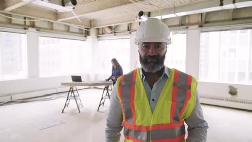 Of Construction Foreman in Empty Building