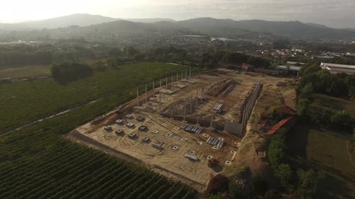 Aerial View of Working Construction Site