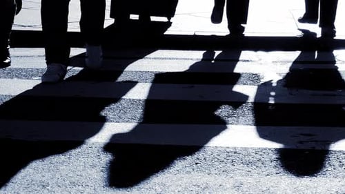 silhouette of walking people. shadows of persons. pedestrians background