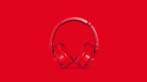 Modern Red Headphones Spinning 3D Animation