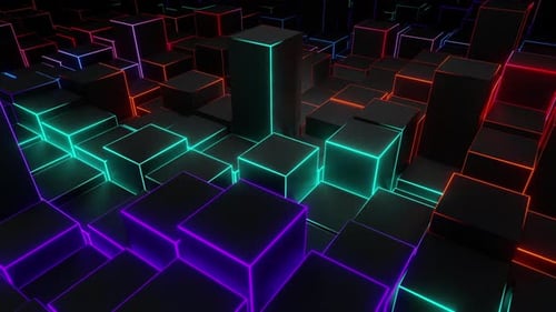 Neon Blocks In Motion