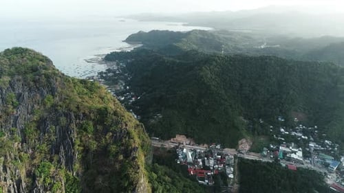 Aerial Drone Shot of High Mountain Covered with Tropical Forest Tropical Landscape Travel Concept