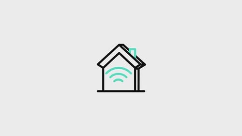 Animated Smart Home Wi-Fi Connectivity Icon Flat Design