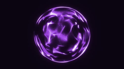 Glowing purple sphere with luminous energy particles, abstract futuristic orb