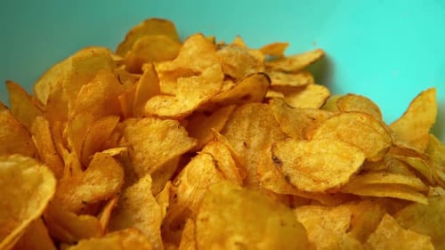 Potato Chips Rotating Close Up