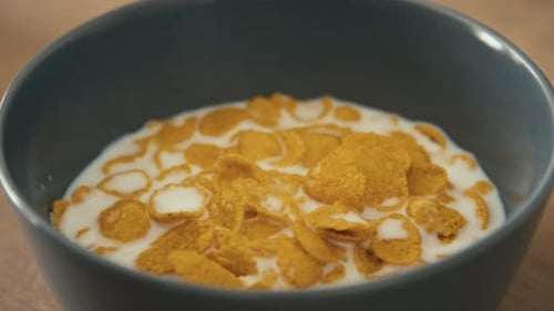 Bowl of Cereal with Milk, Ready to Eat