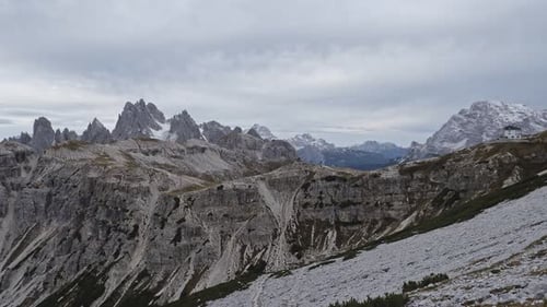 Panoramic view of the famous peaks of the Dolomites, Dolomiti Alps, South Tyrol, Italy