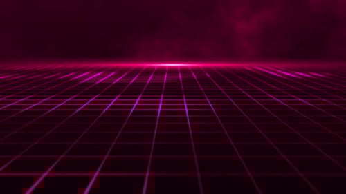 Looping Retro Neon Grid Horizon Background