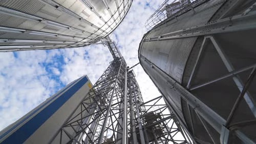 Metal construction of a modern agricultural factory.