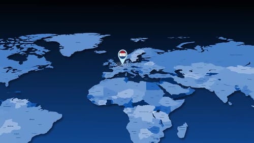 Animated World Map with Netherlands Location Pin