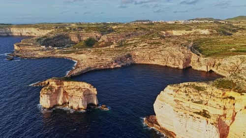 Stunning aerial view of Malta's rocky coastline and coastal features