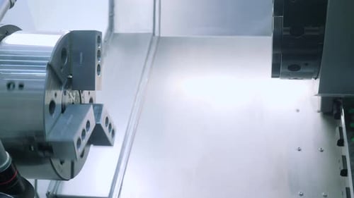 Close up of working machine at the factory workshop