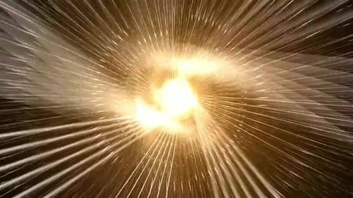 Golden Light Streaks Hyperspace Tunnel Background