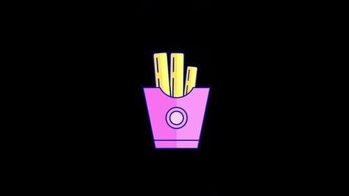 Animated Flat Design French Fries Icon