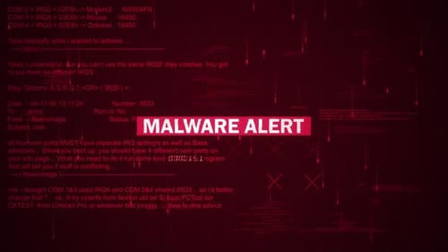 Texto de advertencia de alerta de malware en la pantalla de fondo de hackeo V02
