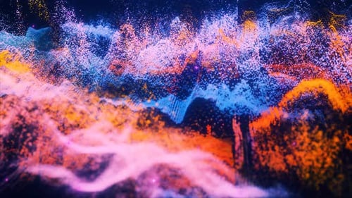 Abstract moving futuristic landscape of dots of energy magic