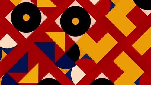 Colorful Figures Move in Retro Animation Design Style