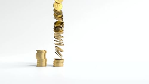 Financial Growth Bar Chart with Stacking Gold Coins