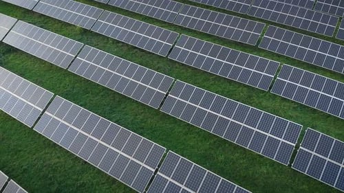 Solar power plant in green field