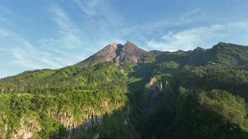 Aerial View of Mount Merapi in the Morning
