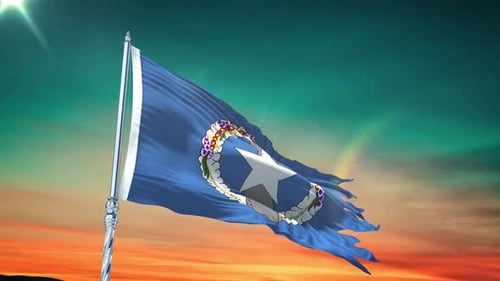 Northern Mariana Islands Flag Waving Realistic Animation