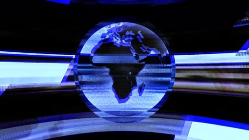 Digital Glitch Globe Earth News Broadcast Background
