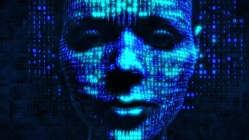 A humanized artificial intelligence neural engine in the shape of a female face 4k