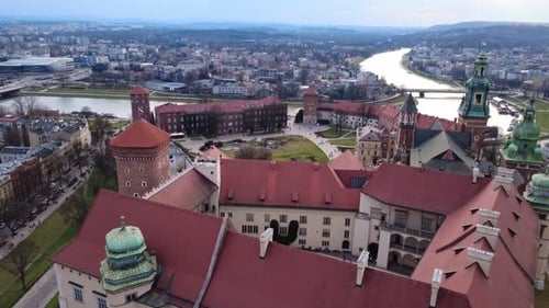 Aerial View of Wawel Castle in Krakow, Poland