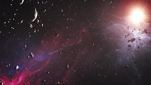 Asteroids field in deep space