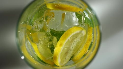 Refreshing Lemon and Mint Drink from Above