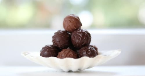 Bowl of chocolate truffles
