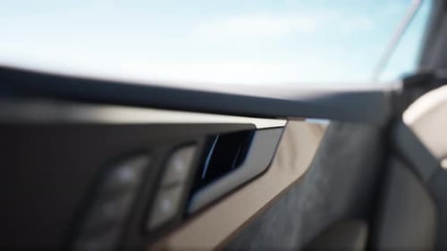 Modern Car Interior With Door Handle And Controls