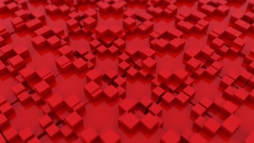 Geometric Red Cubes Waving Animation Background Loop