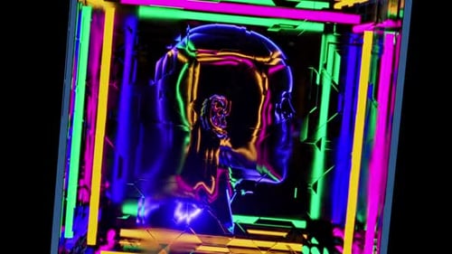 Caleidoscopio vibrante de patrones de neón para un ambiente de fiesta electrizante