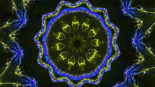 Hypnotic Neon Geometric Kaleidoscope Loop Background