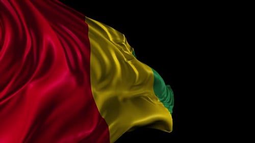 Realistic Waving Flag of Guinea Animation with Alpha