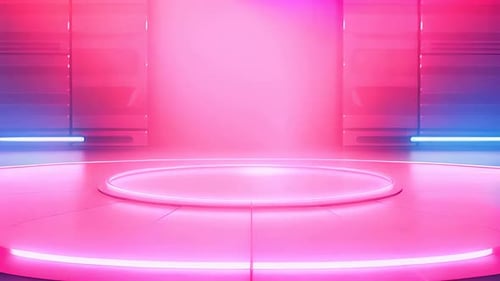 Abstract Futuristic Stage with Dynamic Neon Lighting
