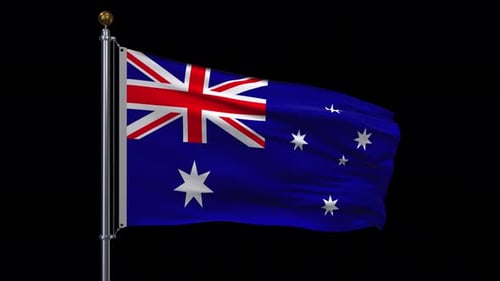 Realistic Waving Australian Flag Animation on Black