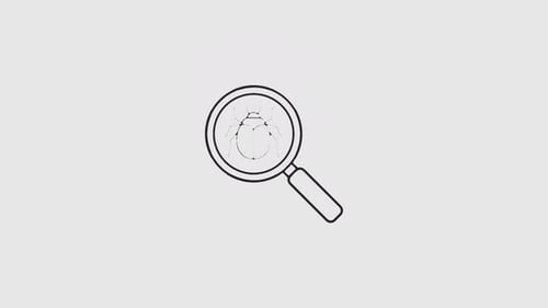 Magnifying Glass Inspecting Bug Line Art Animation