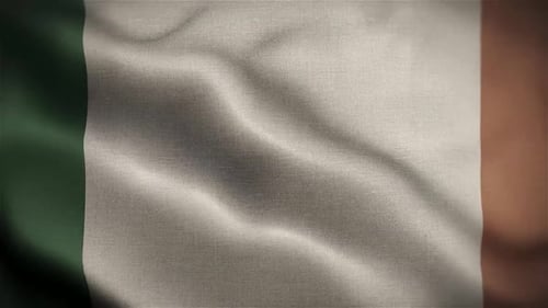 Irish National Flag Waving with Realistic Fabric Texture