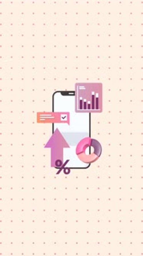 Animated Smartphone Mobile Data and Business Growth Statistics