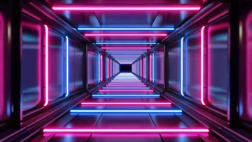 Futuristic Neon Light Tunnel Loop Background Animation